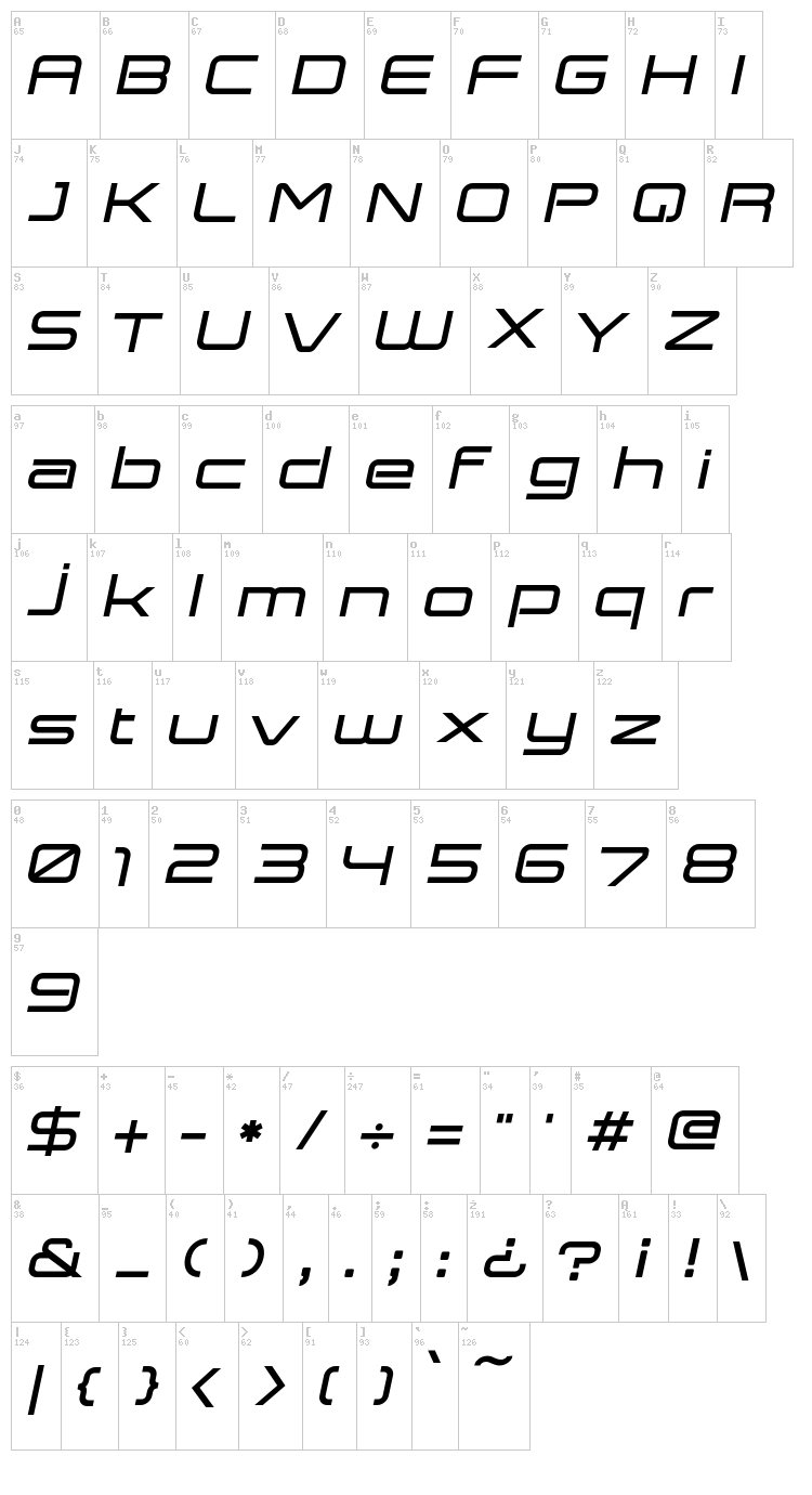 Expansiva font map